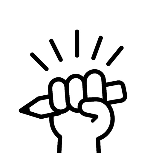 sketch.AR app icon — a hand gripping a pencil, drawn in bold black line art